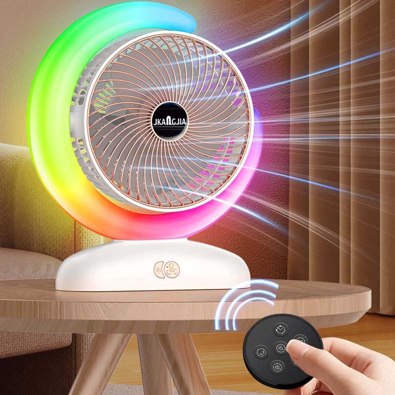 USB Rechargeable Running Horse Lamp Fan,3 Speed Portable Desktop Fan with LED Lighting, Quiet Operation, 1800mAh Battery for Home, Office, Dormitory & Outdoor Use