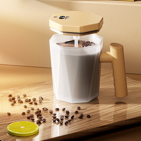 USB Rechargeable Self-Stirring Mug – 8000RPM Automatic Mixing Cup for Coffee, Protein, Milk, Lazy Electric Shaker Cup with LED Power Display, Leakproof Design, 400ml