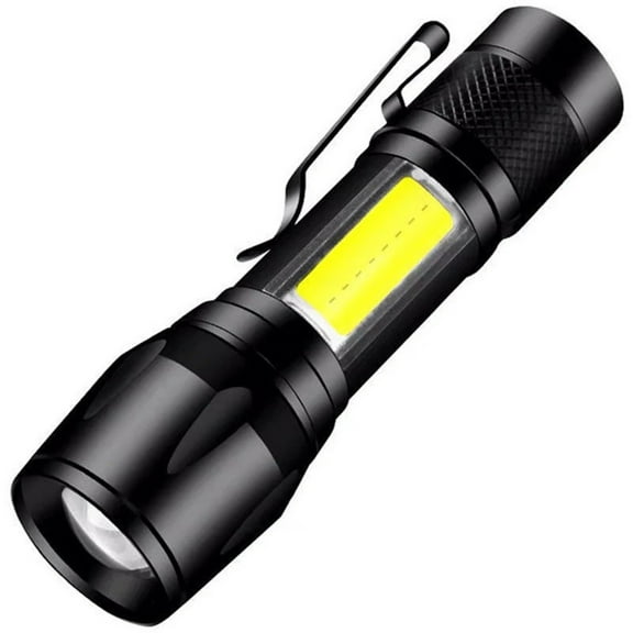 USB Rechargeable Strong Light Long Shooting Flashlight Aluminum Alloy Portable Lighting Telescopic Zoom Outdoor Tools With Side Light