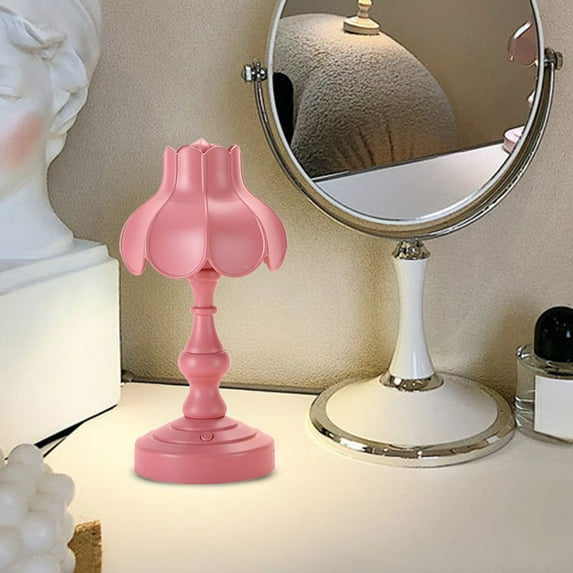 USB Rechargeable Table Lamp, Mini Bedside LED Night Light, Vintage Style Dormitory Bedroom Home Decor Lamp