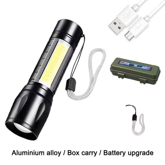 USB Rechargeable Torch Mini Pocket Flash Light COB LED L3K1 G7O1 B7O5