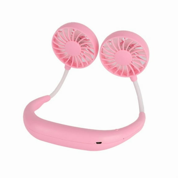 USB Rechargeable Wearable Portable Hand Free Neckband Fan Personal Mini Neck Double Fans 3 Speed Adjustable For Home Office Traveling