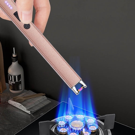 USB Rechargeable Windproof Igniter, Long Handle Electronic Lighter with Battery Indicator, Safe Anti-scald Design for Gas Stove, Candle & BBQ
