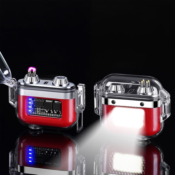 USB Rechargeable Windproof Plasma Lighter for Camping Hiking or Survival, Flameless Design with LED Light, Durable Outdoor Gear with Paracord Lanyard Included