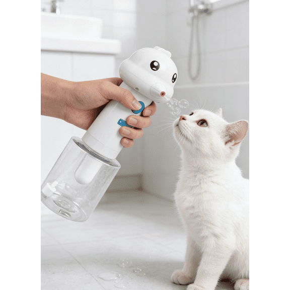 USB Rechargeable Yellow Duck Pet Bath Foam Machine for Easy Dog Pet Grooming Supply Bath Foam Machine (White)