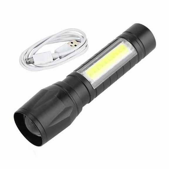 USB Rechargeable Zoom Flashlight with Multiple Modes and Long Battery Life for Outdoor Camping and Fishing, Made of ABS