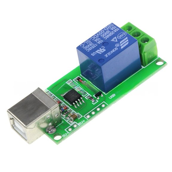 USB Relay Module 1 Channel 5V HID Driverless PC Control Switch For Smart Home Automation Industrial IoT Equipment PC-Managed AC DC Load Dual Power Input IoT Systems