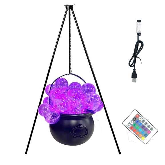 USB Remote Control DIY Bubbling Cauldron – Interactive Halloween Decoration with LED Lights for Home and Party Atmosphere