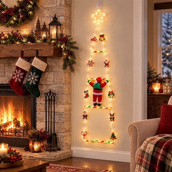 USB Remote Control Santa Climbing Ladder Light, Remote Controlled Santa ...