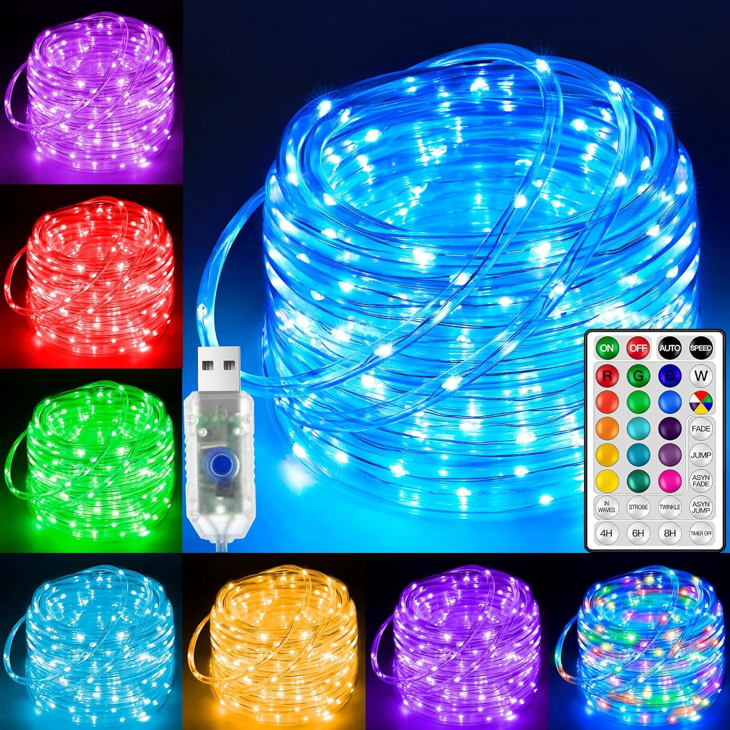 Usb Rope Lights USB Rope Lights Outdoor Color Changing with Remote, 33FT 100 LED ...