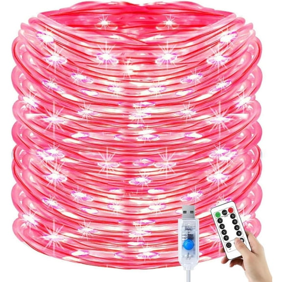 USB Rope Lights with Remote Control, 100 LEDs 40ft Waterproof Outdoor String Lights, Modes Copper Wire Lights for Garden, Yard, Party, Wedding Decoration