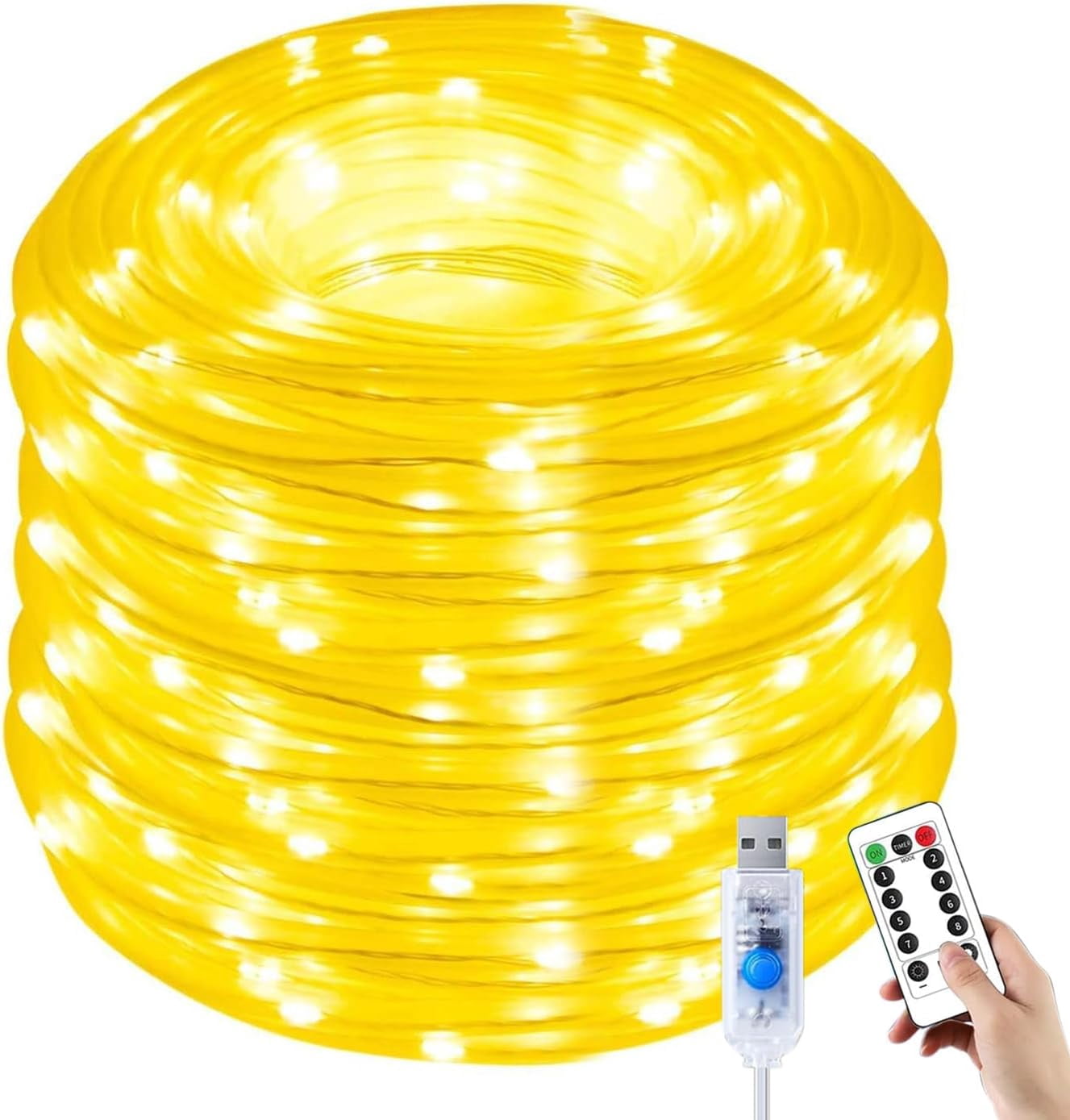 Usb Rope Lights USB Rope Lights with Remote Control, 100 LEDs 40ft Waterproof Outdoor ...