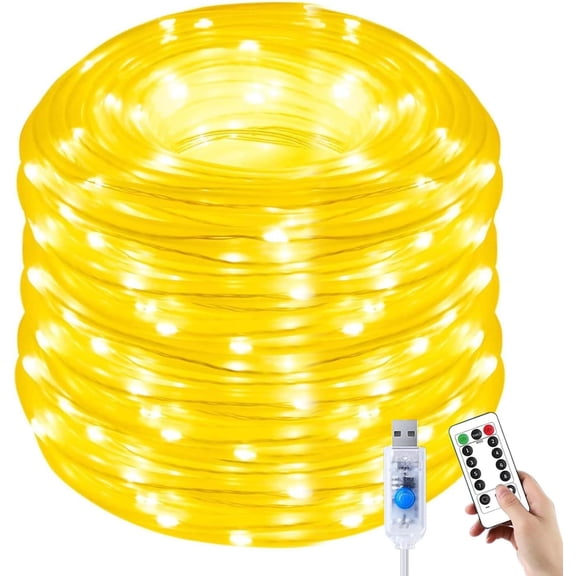 USB Rope Lights with Remote Control, 100 LEDs 40ft Waterproof Outdoor String Lights, Modes Copper Wire Lights for Garden, Yard, Party, Wedding Decoration