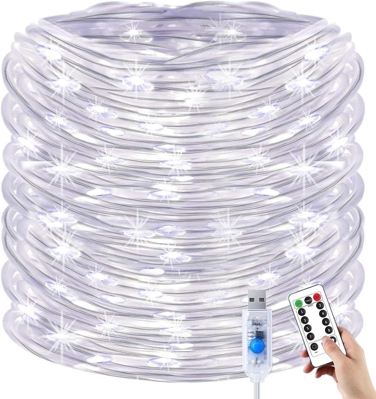 Red Rope Light Remote Controlled USB Rope Lights with Remote Control, 50 LEDs 23ft Waterproof Outdoor ...