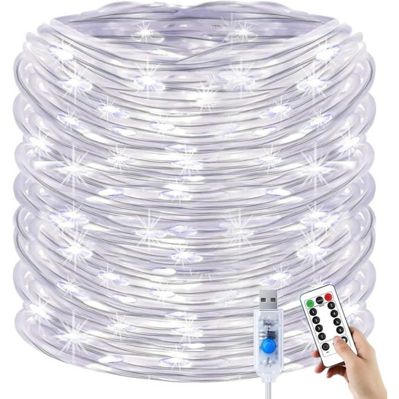 USB Rope Lights with Remote Control, 50 LEDs 23ft Waterproof Outdoor String Lights,Modes Copper Wire Lights for Garden, Yard, Party, Wedding Decoration