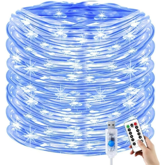 USB Rope Lights with Remote Control, 50 LEDs 23ft Waterproof Outdoor String Lights,Modes Copper Wire Lights for Garden, Yard, Party, Wedding Decoration