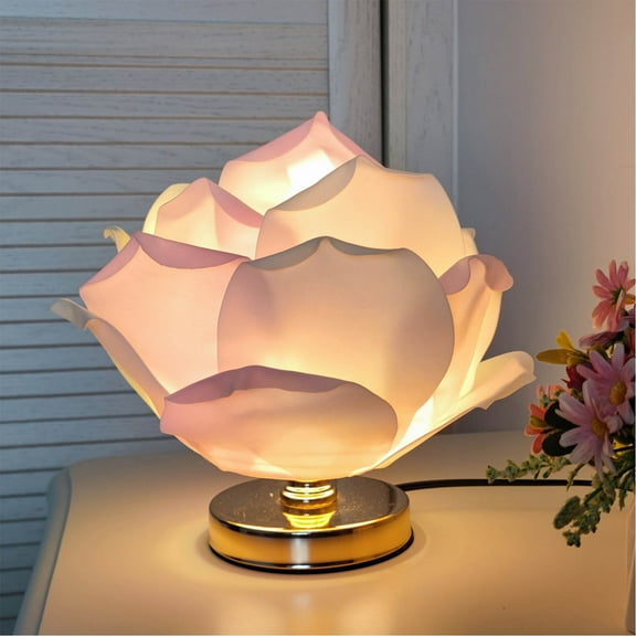 USB Rose Table Lamp with Dimmable Light, Romantic Bedside Night Light for Bedroom Decor, Adjustable Brightness Desk Lamp for Home Ambiance(Pink)