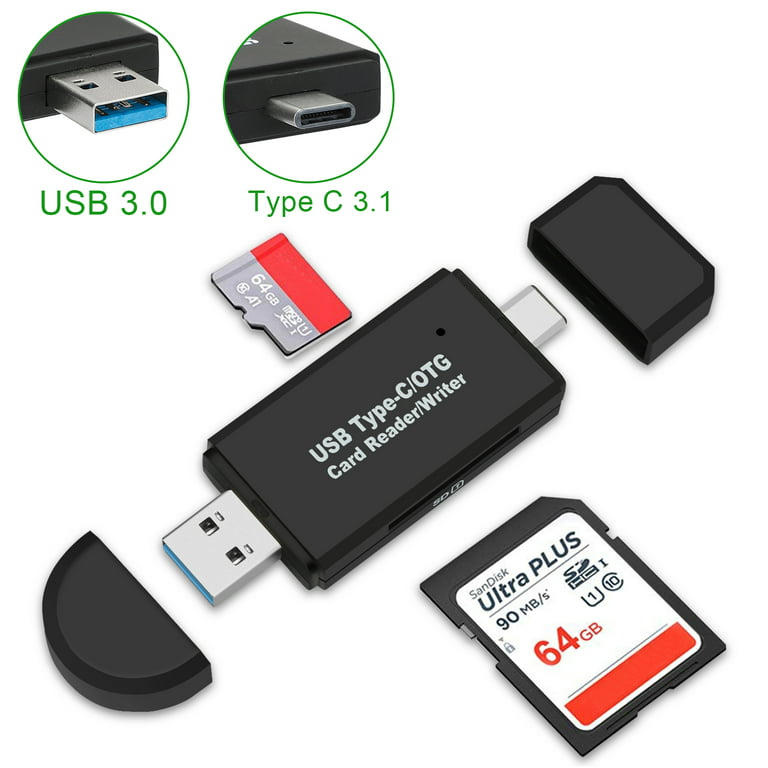 USB SD Card Reader, TSV USB 3.0 Type C OTG Adapter Memory Card Reader for SD/Micro SD/TF/SDXC/SDHC/MMC/RS-MMC/Microsdhc/Microsdxc, Camera Flash Card Reader Support Windows, Linux, Mac Android - Walmart.com