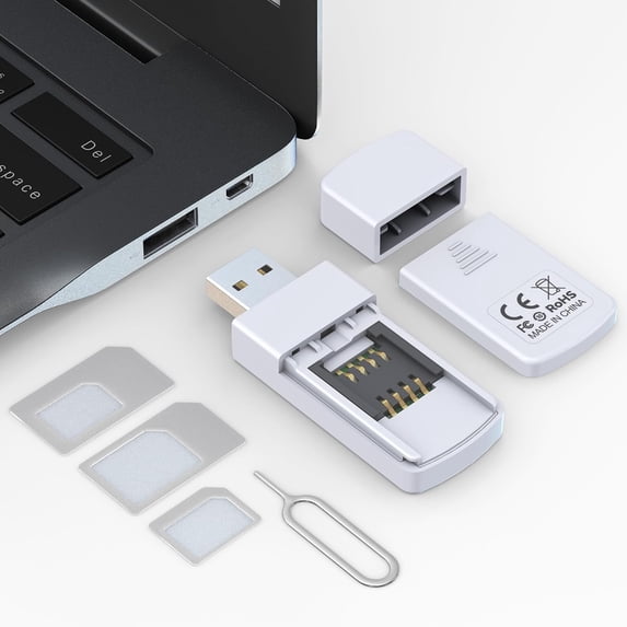 USB SIM Card Reader - Sim Adapter Kit with Eject Pin Micro/Nano/Standard Readers to Edit and Read Messages/Contacts Adapters for Laptops Computer Windows