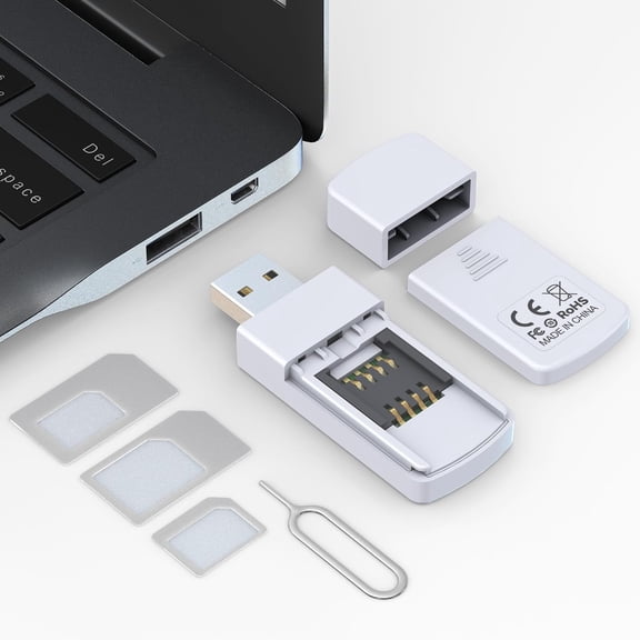 USB SIM Card Reader - Sim Adapter Kit with Eject Pin Micro/Nano/Standard Readers to Edit and Read Messages/Contacts Adapters for Laptops Computer Windows