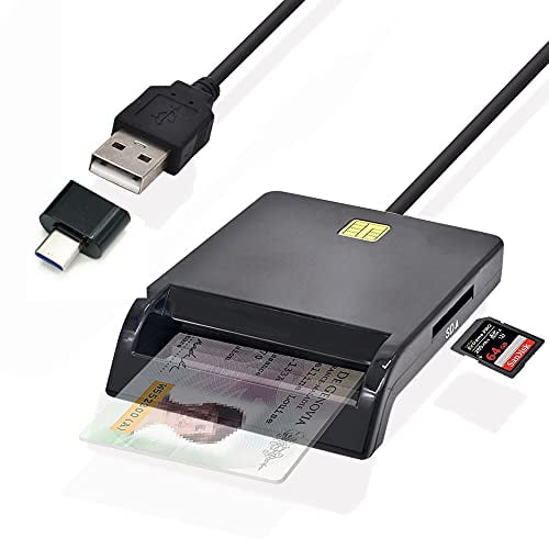USB SIM Smart Card Reader for Contact Card IC/ID SD TF MMC Card Readers USB-CCID PCSC Smart Card Reader ISO 7816 for Windows 7 8 10 Linux OS