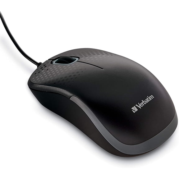 USB Silent Corded Optical Mouse - Computer Wired Noiseless and Silent Click Mouse for Mac and PC - Black