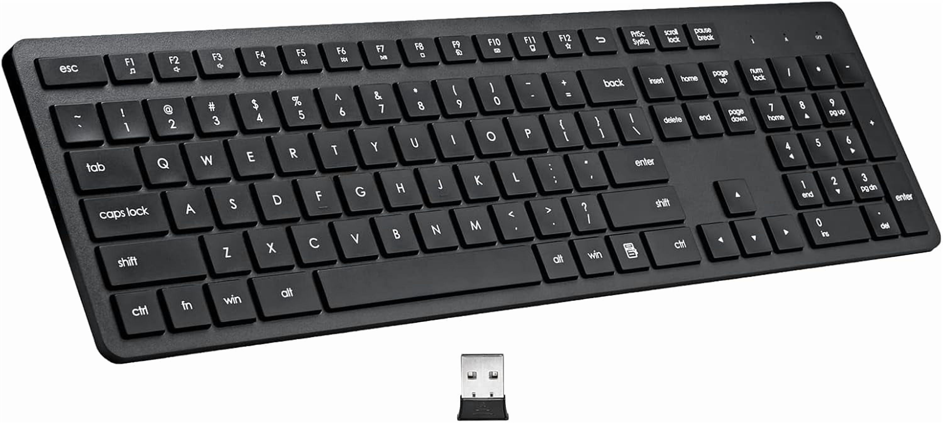 USB Silent Wireless Keyboard for Laptop Computer Full Size Number Pad ...