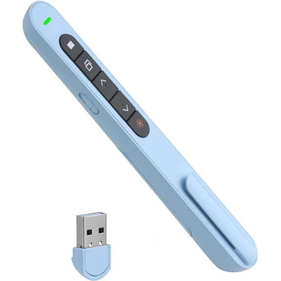 USB Slide Clicker for PowerPoint, 328FT Range USB Presenter Remote Clicker, USB Wireless Presentation Clickers for Volume Control Switch Pages Full/Black Screen Switching (Blue)