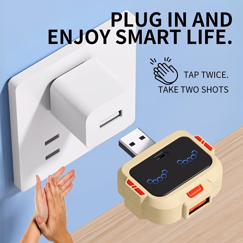 USB Smart Clap Control Switch Intelligent Voice-Activated USB Expansion for Fan, Night Light, Humidifier, Clap-On/Off