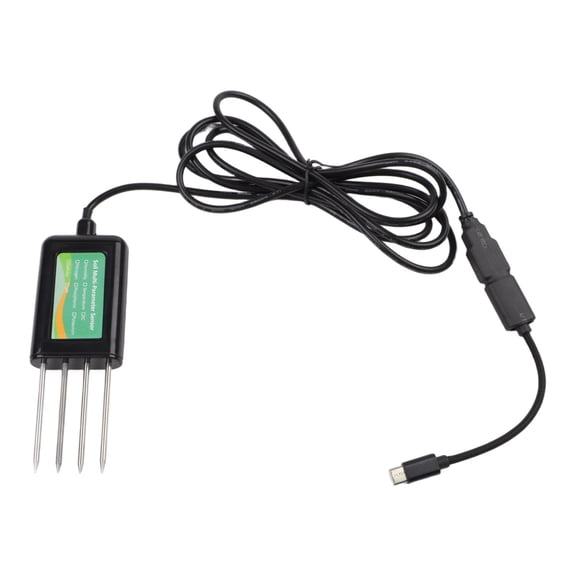 USB Soil Tester for NPK pH Moisture Temp Salinity, IP68 Waterproof 316L Stainless Probe, Real-Time Data Monitor via App for Farm Garden
