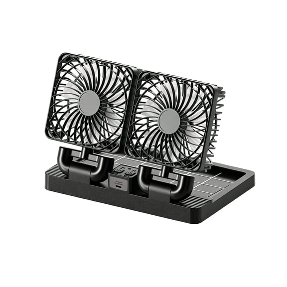 USB/Solar Powered Effective Airflows Fan Ventilator Air Circulation Eliminates Odors Cooling and Heat Dissipation Solar Car Ventilation Fan, double heads Black