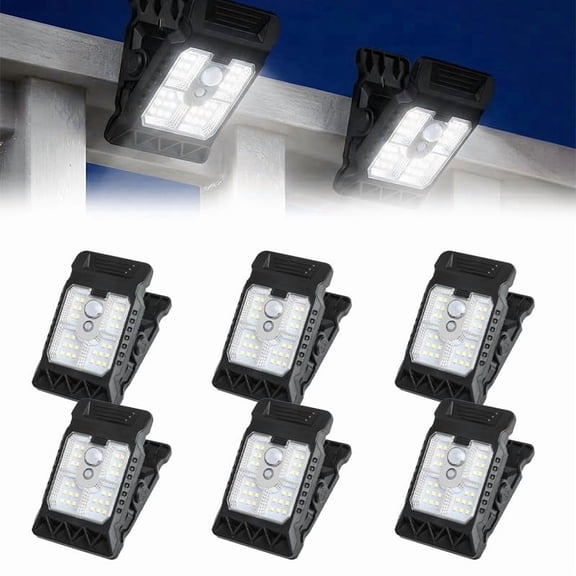 USB & Solar Powered Motion Sensor Clip Lights 2026 Upgraded Waterproof LED Auto Sensor Bright Clip Light Portable Outdoor for Fence Patio Garage Camping