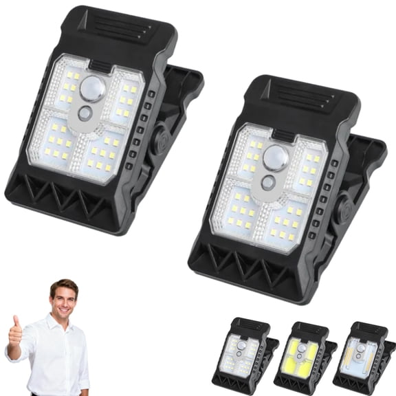 USB & Solar Powered Motion Sensor Clip Lights,Clip On Solar Motion Lights Outdoor,3 Modes Wireless Security Lighting, Portable Clamp Solar Lights for Camping & Yard
