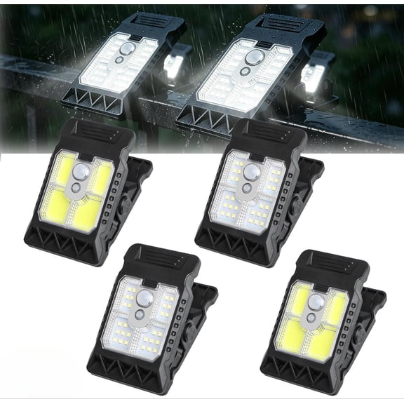 USB & Solar Powered Motion Sensor Clip Lights,Upgraded Solar Security Lights with 3 Modes, Ip65 Waterproof Clip for Yard Patio Garden Fence
