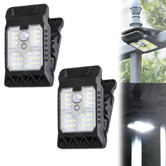 USB & Solar Powered Motion Sensor Clip Lights, Waterproof Outdoor Clip-On Lights with USB/Solar Charging, Energy-Saving Motion Detection for Garden, Garage, Fence & Home