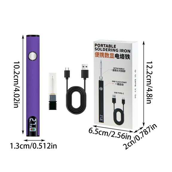 USB Soldering Iron with LED Display, Adjustable Voltage, and 510 Connector - Portable and Efficient for Electronic Repairs and Crafting