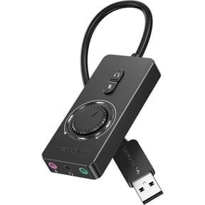 USB Sound Card, External Stereo Sound Card with Volume Control, USB to 3.5mm Jack Audio Adapter for Windows, Mac, PC, Laptop, Desktop, Headset, Switch and More