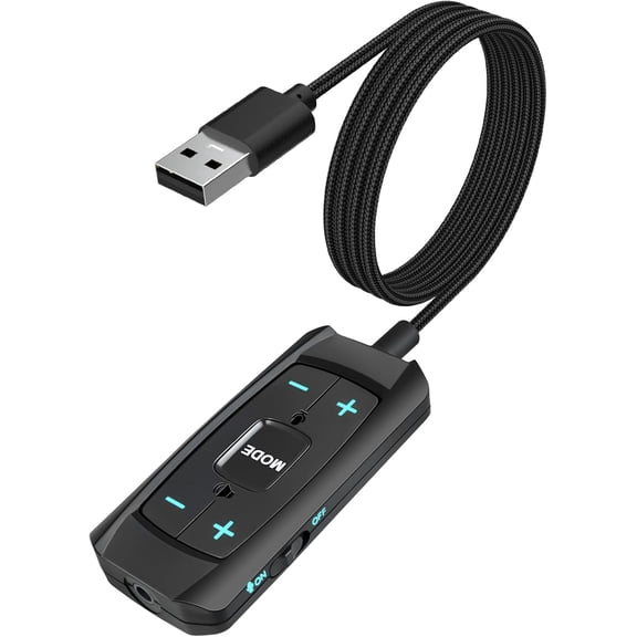 USB Sound Card Virtual 7.1 Surround Sound USB to 3.5mm Jack Audio Adapter Cable External Sound Card for PC/PS4/PS5/Mac/Gaming Headset, with Mute/Volume Control, 6.5ft, Audio Control Box