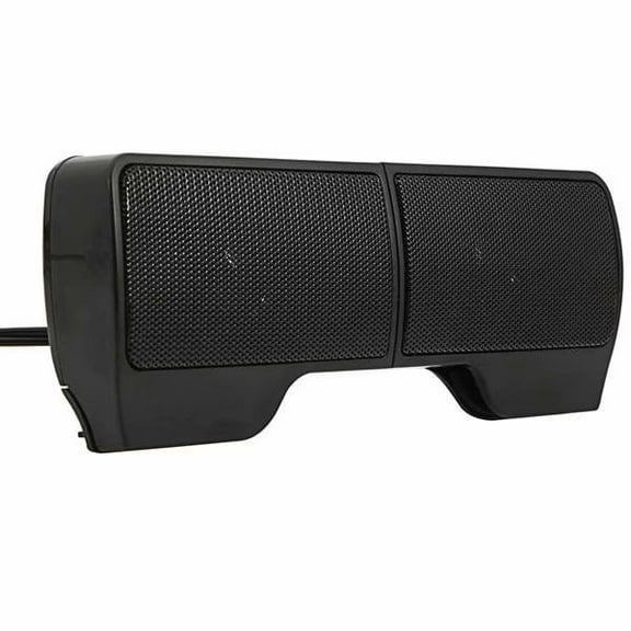 USB Speakers for Laptop Computer - USB Powered Mini Sound Bar with Clip-On Portable External Speaker Design for Monitor, One Cable for Digital Audio Input and Power (Black)