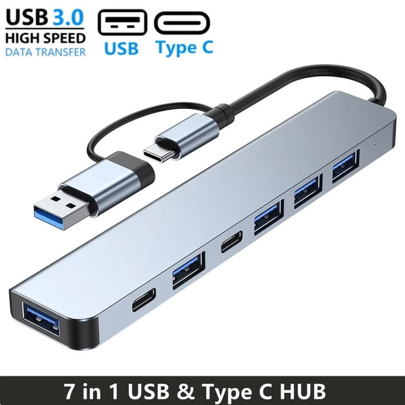 USB Splitter 7 in 1, Multi Port USB Hub Charging and Data Cable for PC Laptop Accessories