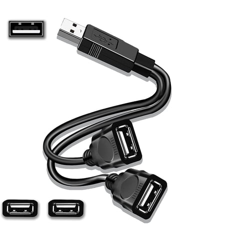 USB Splitter Cable, USB 2.0 Y Splitter Cord, USB A Male to Dual USB A Female Adapter Cable USB Y Cable Extension Cord
