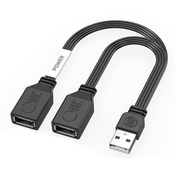 USB Splitter Cable with Double Female Port Extension Adapter for Charging and Data Transfer in Small Space