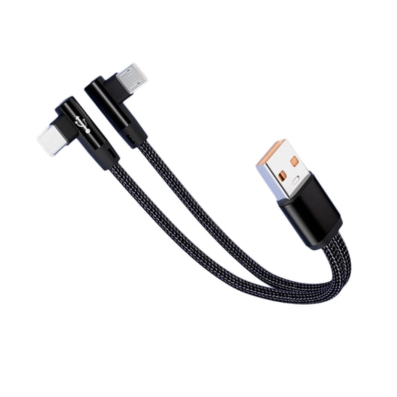 USB Splitter Charging Cable 2 In 1 Angled Design 5A Charging Cord With USB C + Microed Compatibility 20cm/120cm