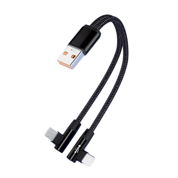 USB Splitter Charging Cable 2 In 1 Angled Design 5A Rapid Charging Cord With USB C + Microed Compatibility 20cm/120cm
