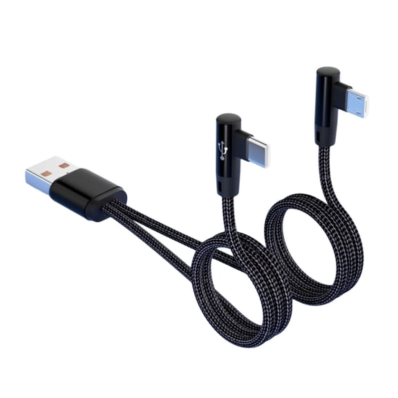 USB Splitter Charging Cable 2 In 1 Angled Design 5A Rapid Charging Cord With USB C + Microed Compatibility 20cm/120cm