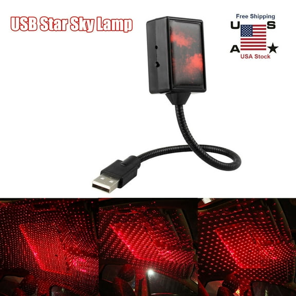 USB Star Night Light, Auto Roof Star Lights, Portable Romantic Light for Bedroom, Car, Party, Ceiling and More- Plug and Play (Blue & Red)