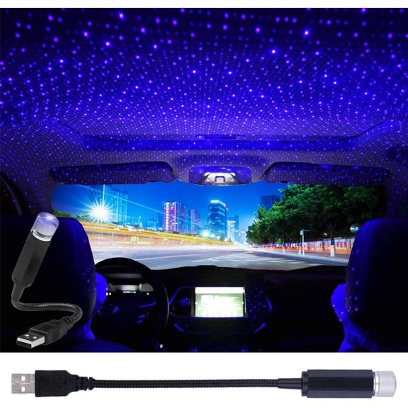 USB Star Projector Night Light, Portable Adjustable Romantic Interior Roof Lights Star Lamp Projector Decorations for Car, Ceiling, Bedroom (Violet Blue)