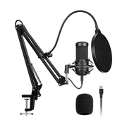 TiokMc USB Podcast Microphone Kit, Professional 192kHz/24Bit Condenser Mic with Scissor Arm, Shock Mount, Pop Filter for PC Recording, YouTube, Streaming