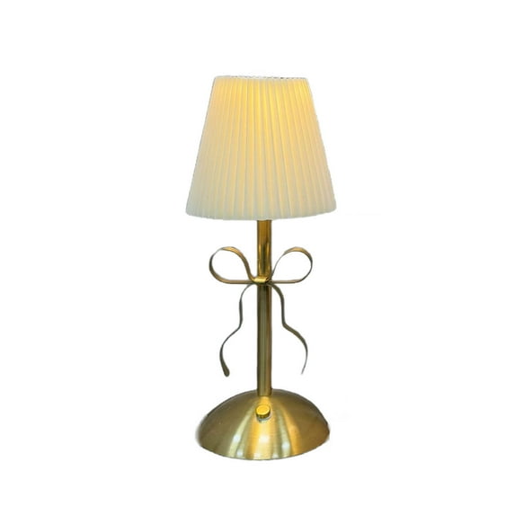 USB Style Bow Decorative Table Lamp – Metal Rechargeable Ambient Light for Bedroom & Dining Room