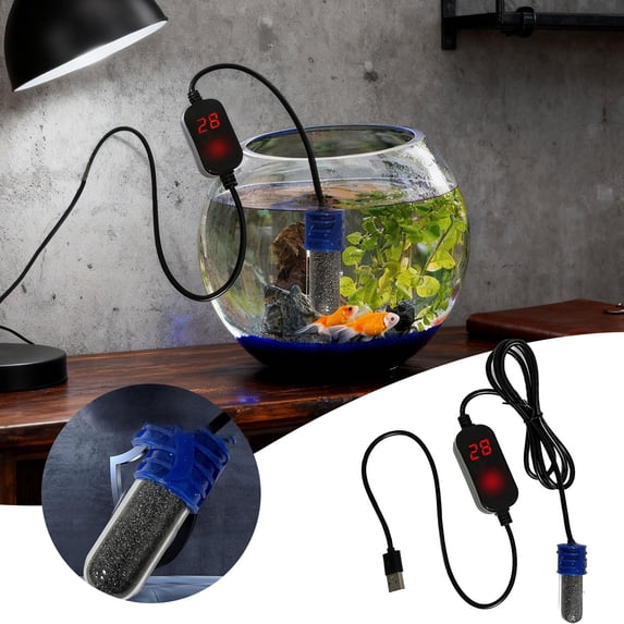 USB Submersible Heating Rod for Small Aquariums with Digital Screen – Thermostatic Aquarium Heater for Turtle and Tanks Indoor Use Compact Design
